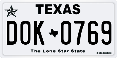 TX license plate DOK0769