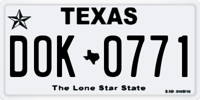 TX license plate DOK0771