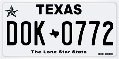 TX license plate DOK0772