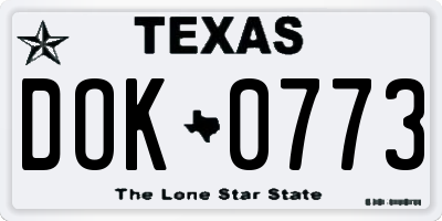 TX license plate DOK0773