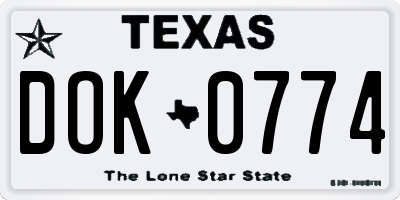 TX license plate DOK0774