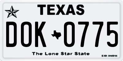TX license plate DOK0775
