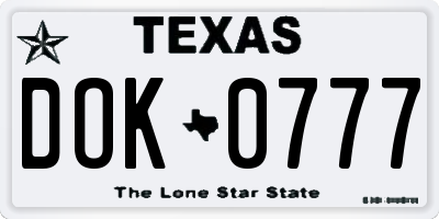 TX license plate DOK0777