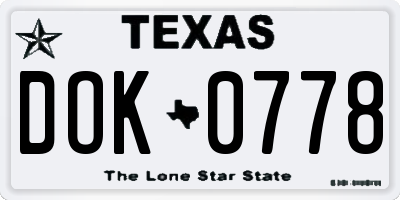 TX license plate DOK0778
