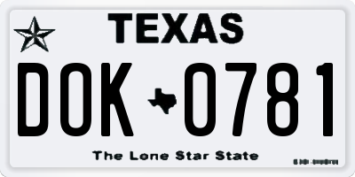 TX license plate DOK0781