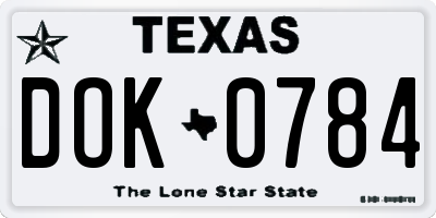 TX license plate DOK0784