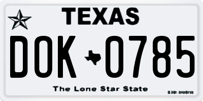 TX license plate DOK0785