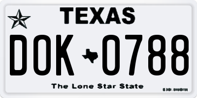 TX license plate DOK0788
