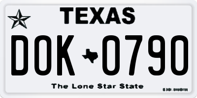 TX license plate DOK0790