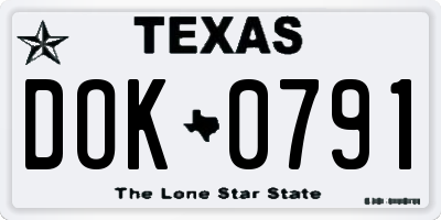 TX license plate DOK0791