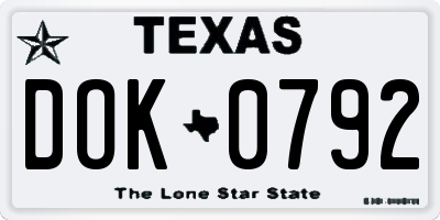 TX license plate DOK0792