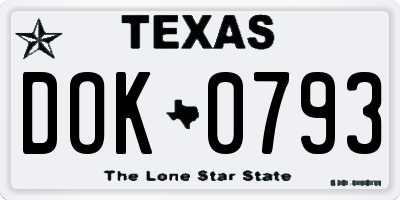 TX license plate DOK0793