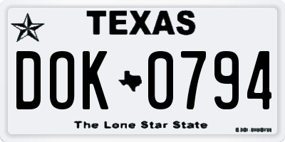 TX license plate DOK0794