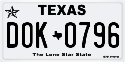 TX license plate DOK0796