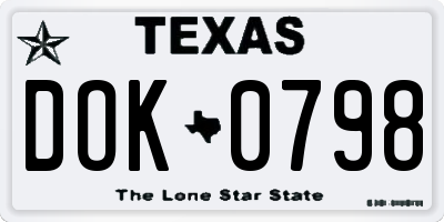TX license plate DOK0798