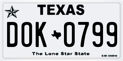 TX license plate DOK0799