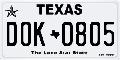 TX license plate DOK0805