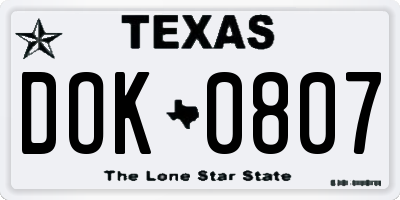 TX license plate DOK0807