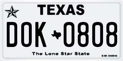 TX license plate DOK0808