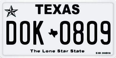 TX license plate DOK0809