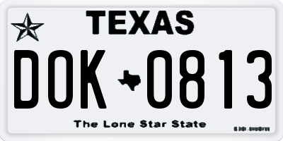 TX license plate DOK0813