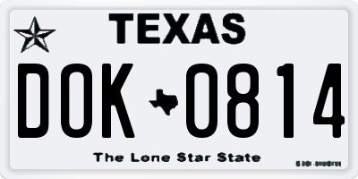 TX license plate DOK0814