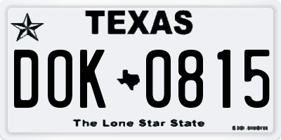 TX license plate DOK0815