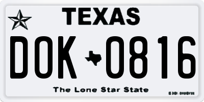 TX license plate DOK0816