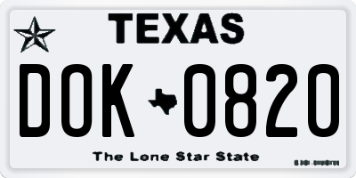 TX license plate DOK0820