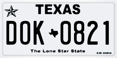 TX license plate DOK0821