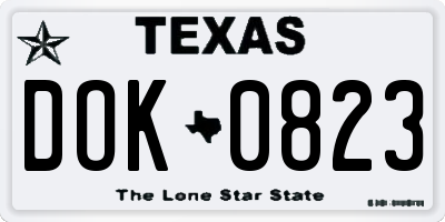 TX license plate DOK0823