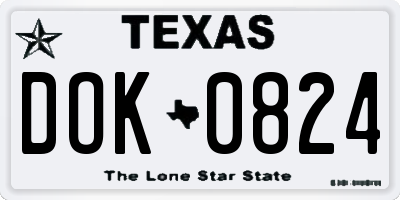 TX license plate DOK0824