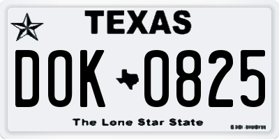 TX license plate DOK0825