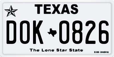 TX license plate DOK0826