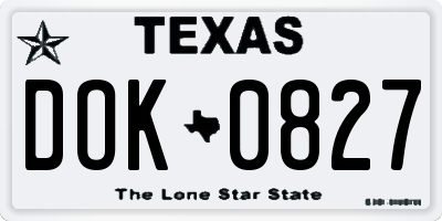 TX license plate DOK0827