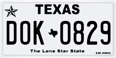 TX license plate DOK0829