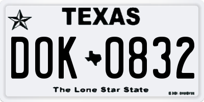 TX license plate DOK0832