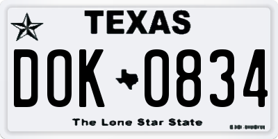 TX license plate DOK0834