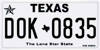 TX license plate DOK0835