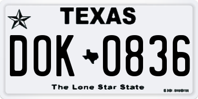 TX license plate DOK0836