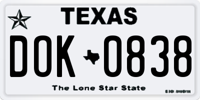 TX license plate DOK0838