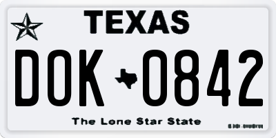 TX license plate DOK0842