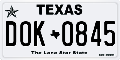 TX license plate DOK0845