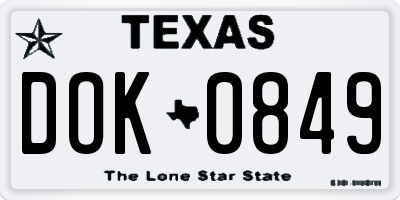TX license plate DOK0849