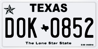 TX license plate DOK0852