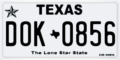 TX license plate DOK0856