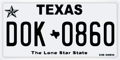 TX license plate DOK0860