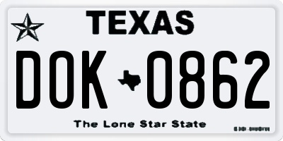 TX license plate DOK0862