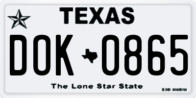 TX license plate DOK0865