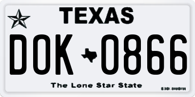 TX license plate DOK0866